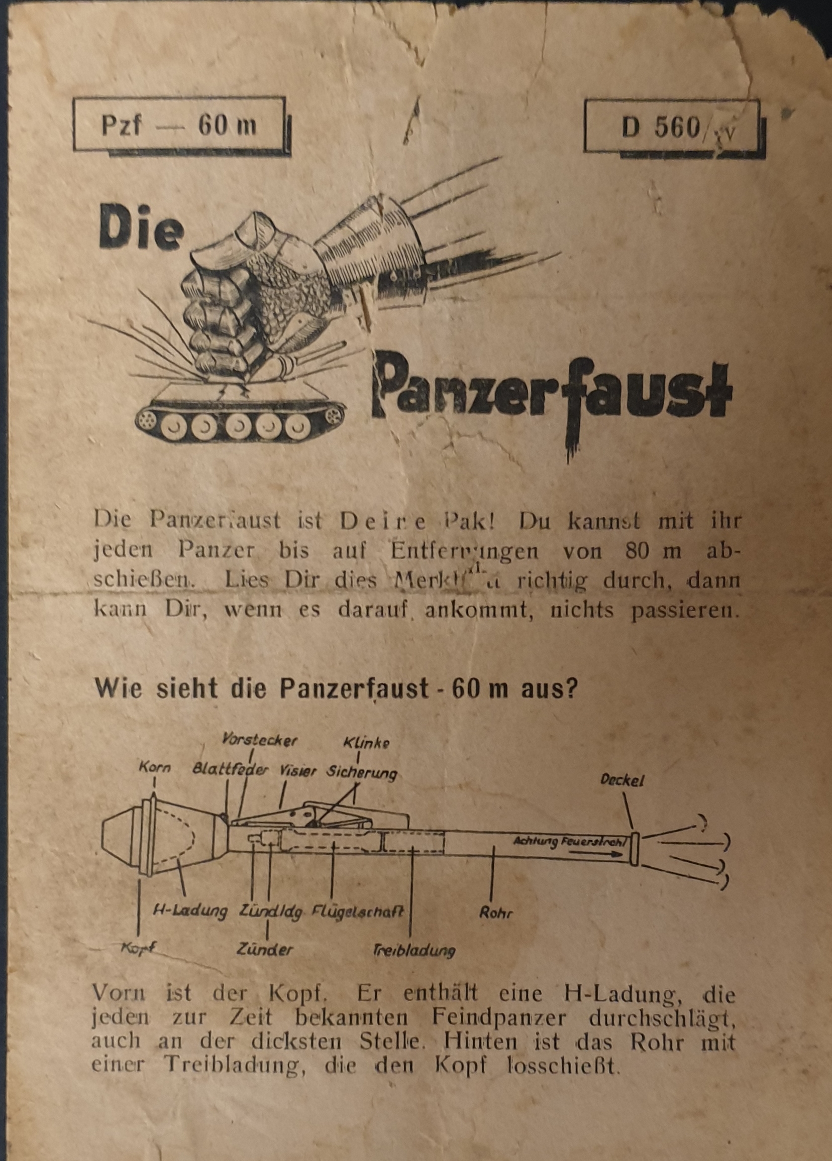 Mode d'emploi du Panzerfaust 60m